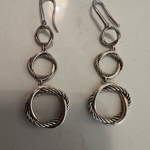 David Yurman sterling silver triple drop hoops